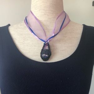 Handmade pink and blue necklace